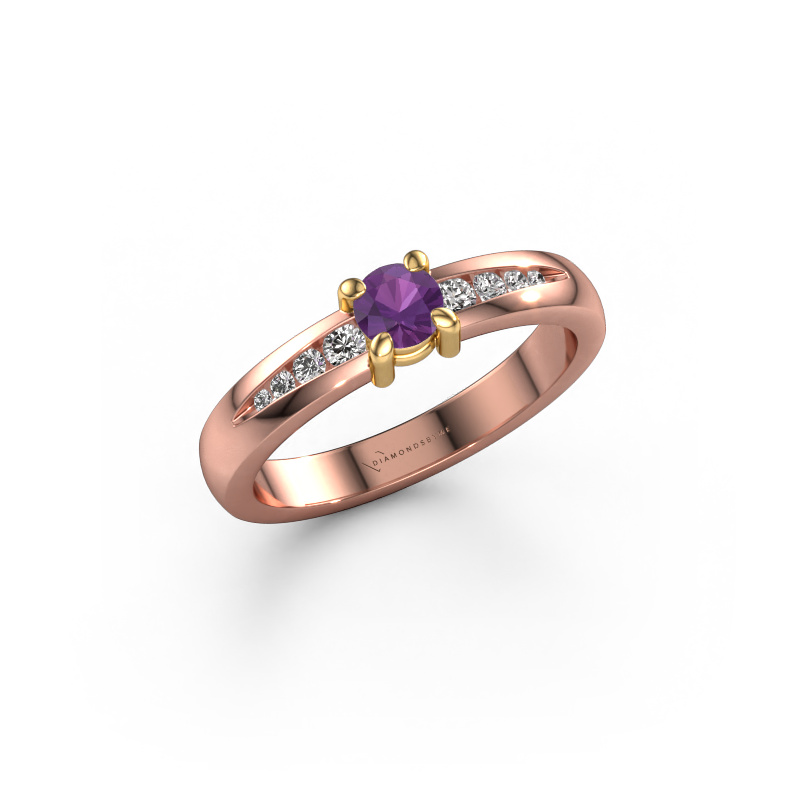 Image de Bague de fiançailles Zohra 585 or rose Améthyste 4 mm