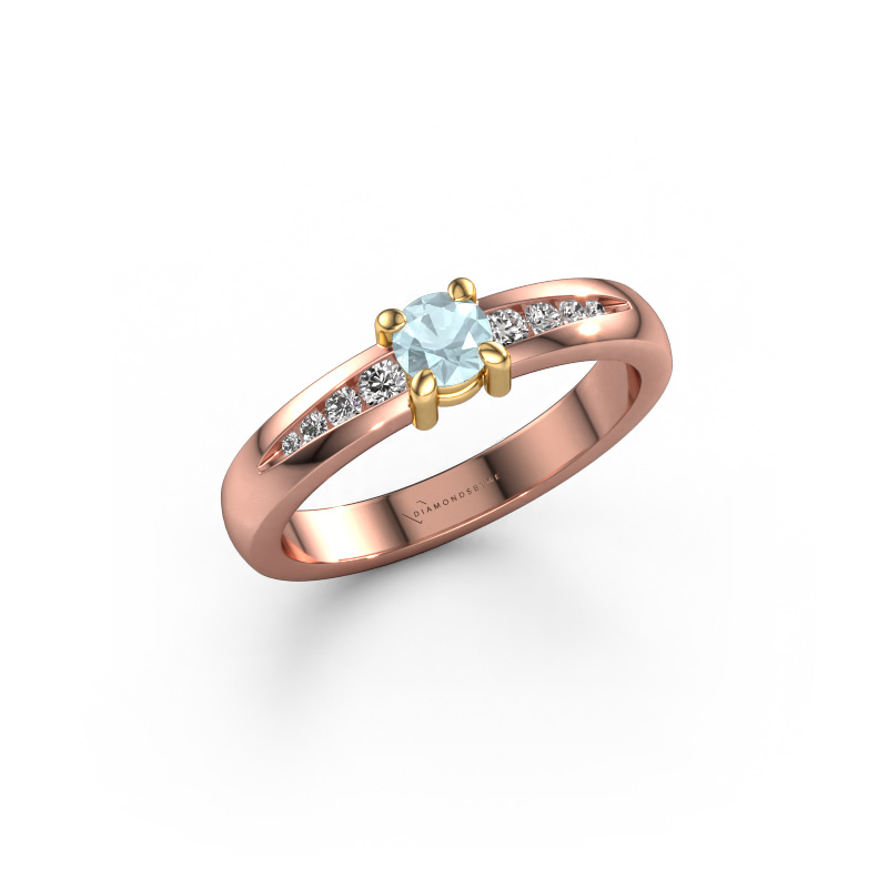 Afbeelding van Verlovingsring Zohra 585 rosé goud Aquamarijn 4 mm