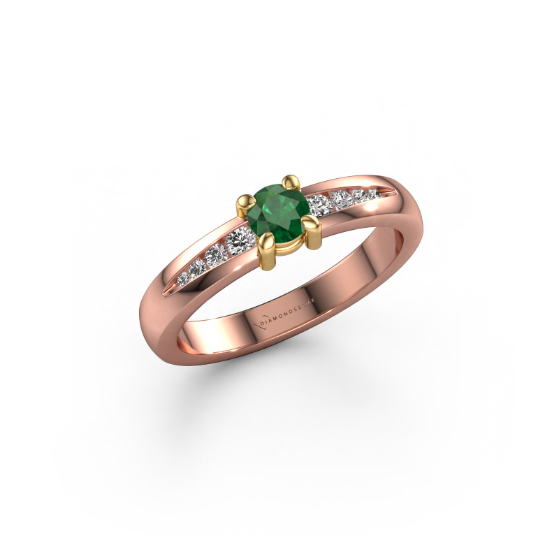 Image of Engagement ring Zohra 585 rose gold Emerald 4 mm