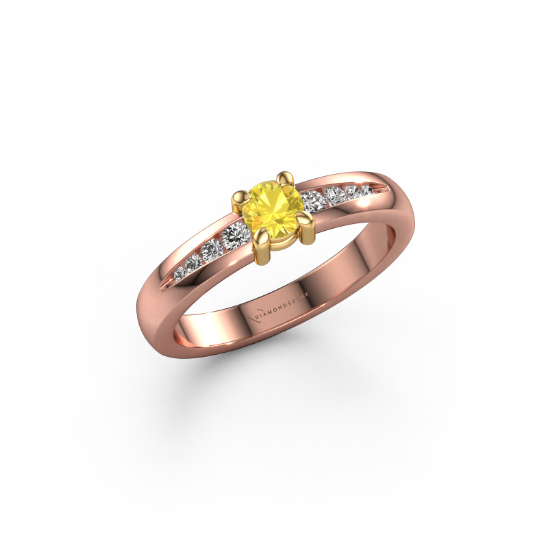Bild von Verlobungsring Zohra 585 Roségold Gelb Saphir 4 mm