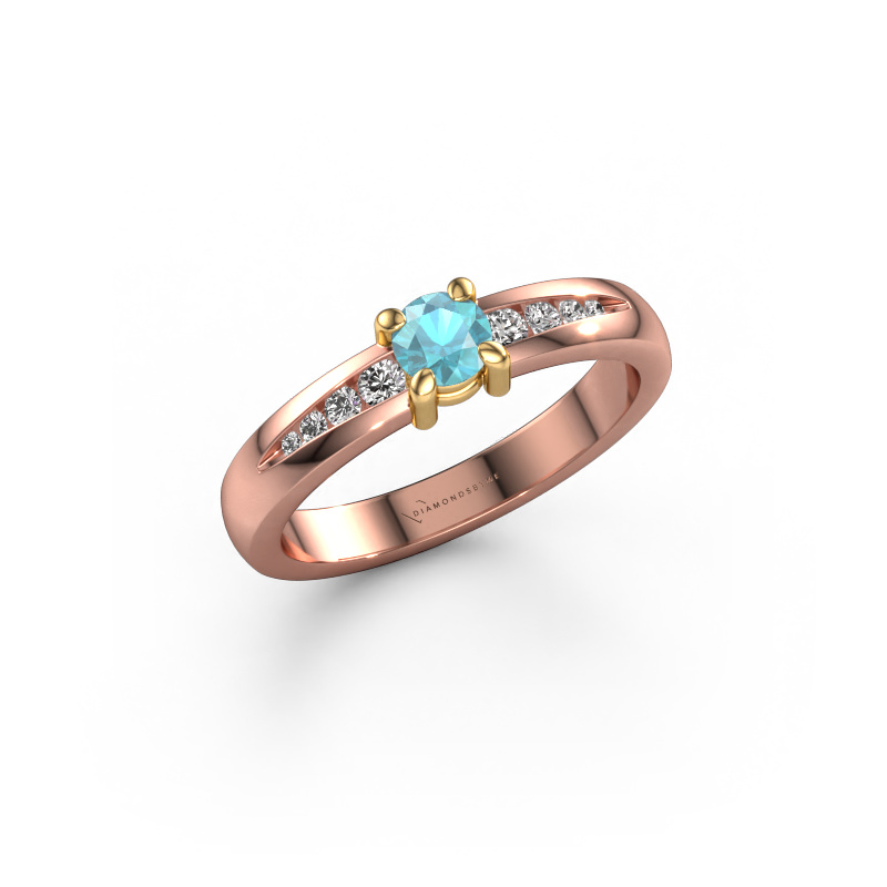 Image of Engagement ring Zohra 585 rose gold Blue topaz 4 mm
