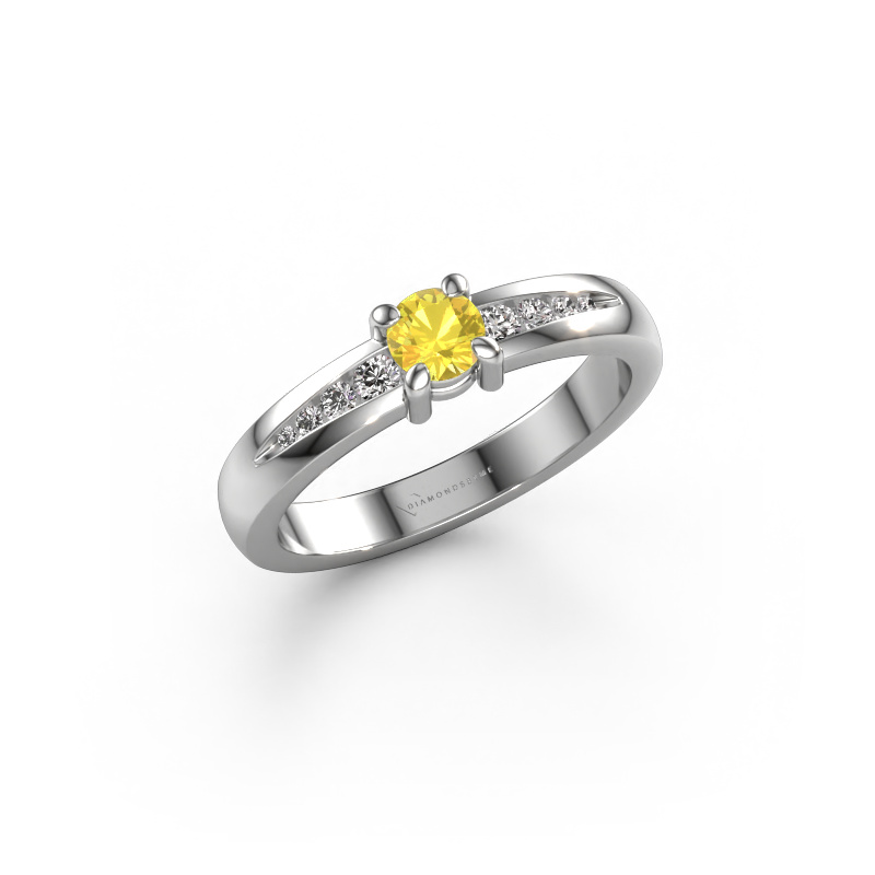 Image of Engagement ring Zohra 950 platinum Yellow sapphire 4 mm
