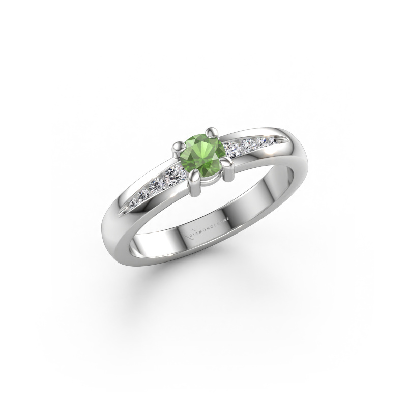 Immagine di Anello di fidanzamento Zohra 950 platino Tormalina verde 4 mm