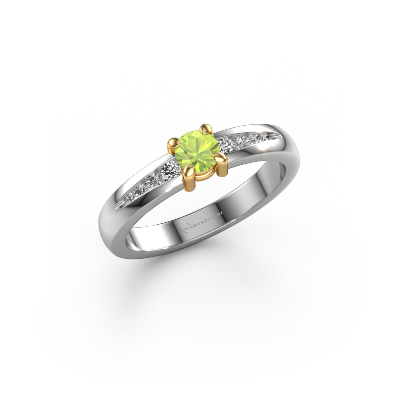 Image of Engagement ring Zohra 585 white gold Peridot 4 mm