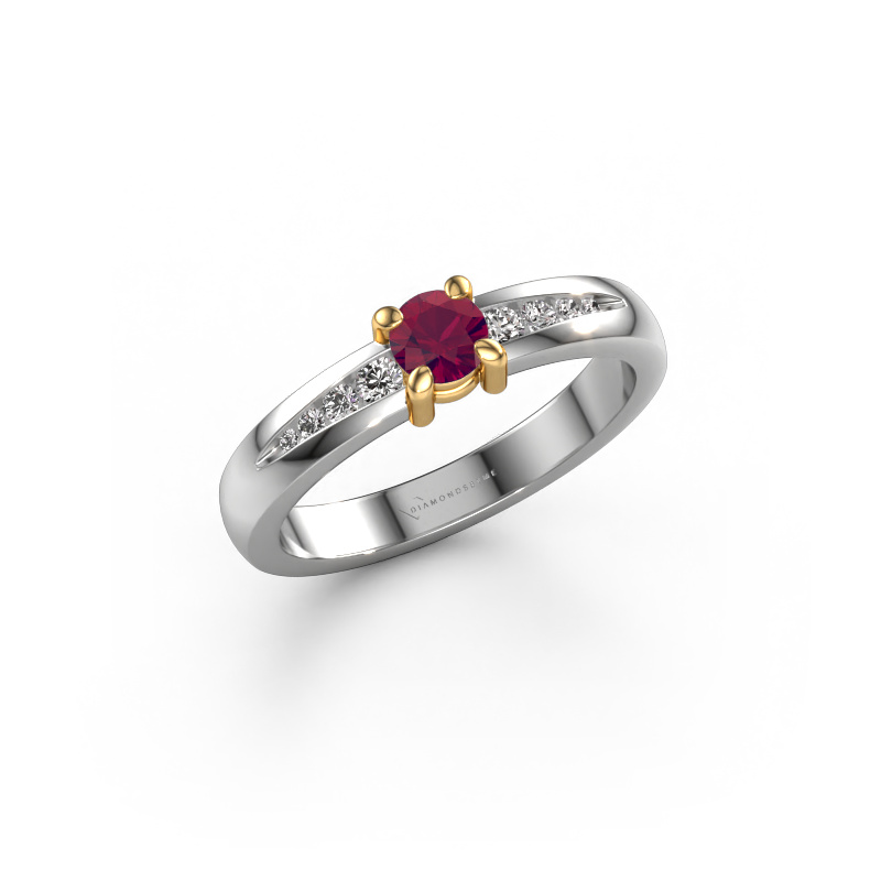 Image of Engagement ring Zohra 585 white gold Rhodolite 4 mm