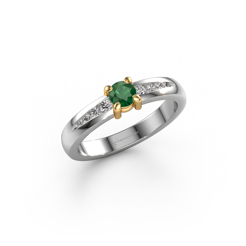 Image of Engagement ring Zohra 585 white gold Emerald 4 mm