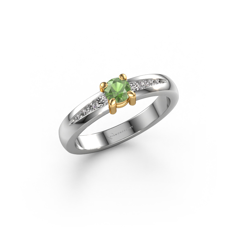 Bild von Verlobungsring Zohra 585 Weißgold Turmalin grün 4 mm