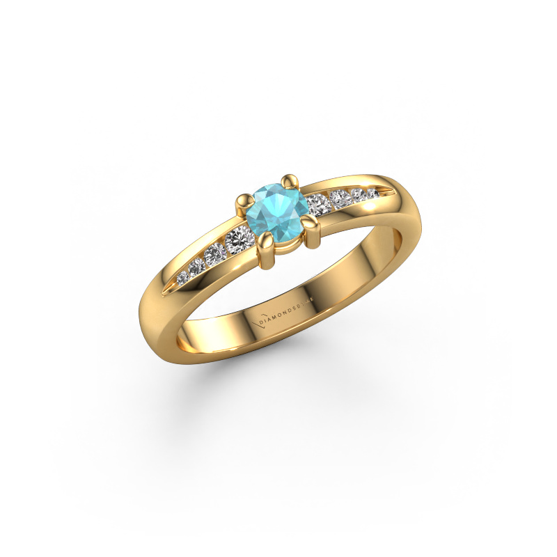 Image de Bague de fiançailles Zohra 585 or jaune Topaze bleue 4 mm