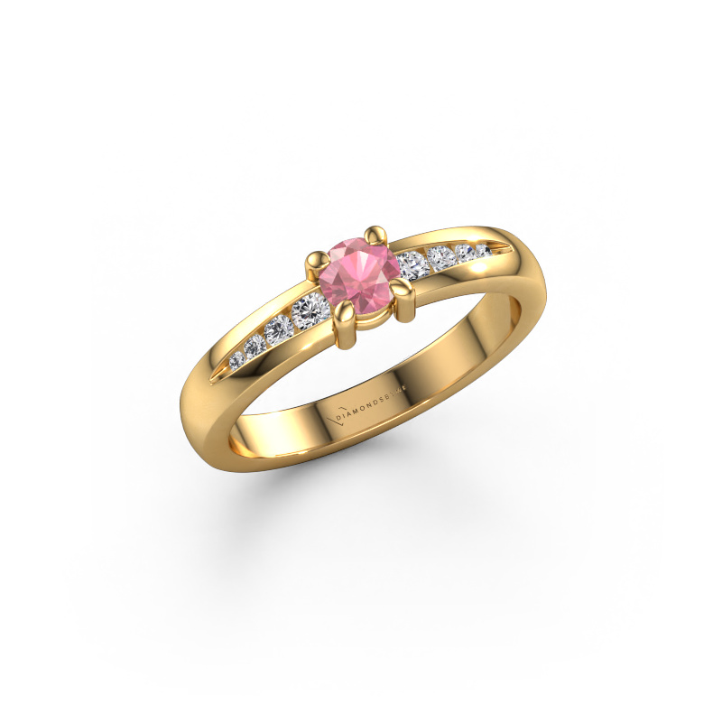 Afbeelding van Verlovingsring Zohra 585 Goud Toermalijn pink 4 mm